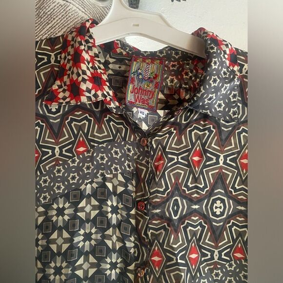Johnny was multicolored long dress with belt of the same fabric size XS - Picture 11 of 15